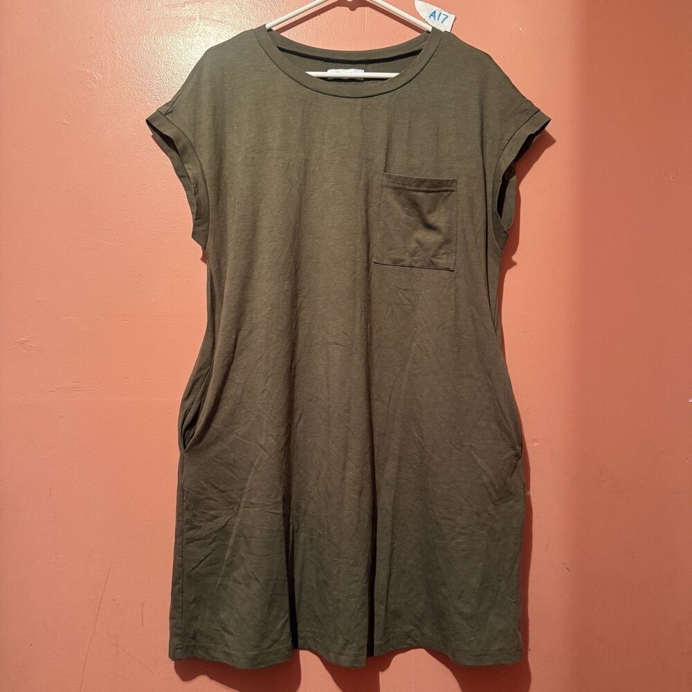 Wenrine Womens Dress M Medium Dark Army Green Pockets Short
